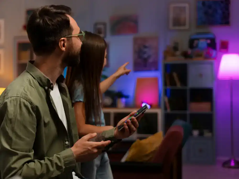 Smart home lighting upgrade with modern LED bulbs, voice control, and energy-efficient solutions in 2025.